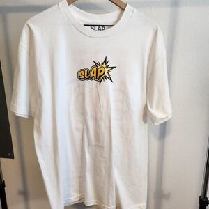 SLAP T Shirt White Graphic Print Mens Size XXL Feel The Hit